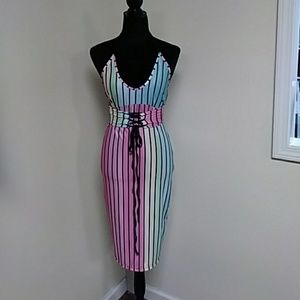💘 💘 Spaghetti strap multi color striped dress